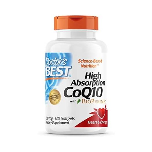 Doctor's Best High Absorption CoQ10 with BioPerine, Gluten Free, Naturally Fermented, Heart Health, Energy Production, 100 mg, 120 Count