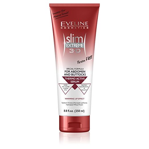 Eveline Slim Extreme 3D Thermo Active Cellulite Cream Hot Serum Treatment for Shaping Waist, Abdomen and Buttocks,