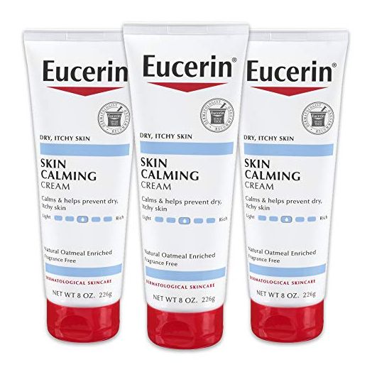 Eucerin Skin Calming Cream - Full Body Lotion for Dry, Itchy Skin, Natural Oatmeal Enriched - 8 oz. Tube (Pack of 3)