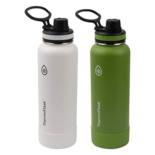Thermoflask Double Wall Vacuum Insulated Stainless Steel Water Bottle 2-Pack, Arctic/Grasshopper