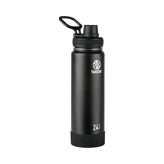 Takeya Actives Insulated Stainless Steel Water Bottle with Spout Lid, 24 oz, Onyx