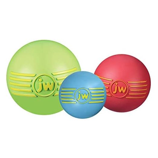 JW ISqueak Ball Durable Natural Rubber Dog Toy (Assorted Colors)