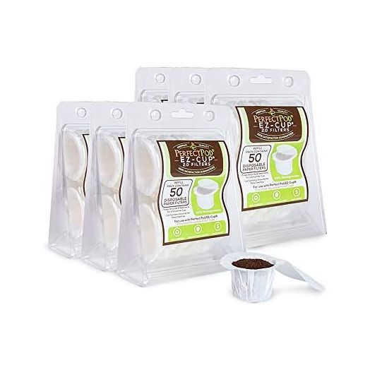 Perfect Pod EZ-Cup 2.0 Disposable Paper Coffee Filters for Single-Serve Reusable Coffee Pods Pod Capsule, 6-Pack (300-Ct)
