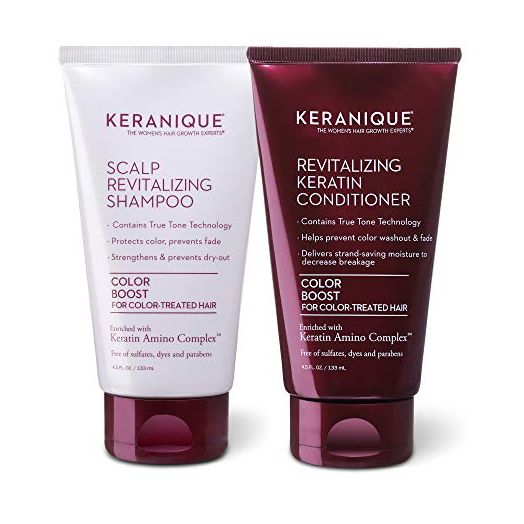 Keranique Color Boost Anti-Hair Loss Shampoo and Conditioner Kit for Color Treated Thinning Hair - Stimulates Scalp for Thicker Fuller Hair - Free of Sulfates, Dyes, and Parabens - 4.5 Fl. Oz each