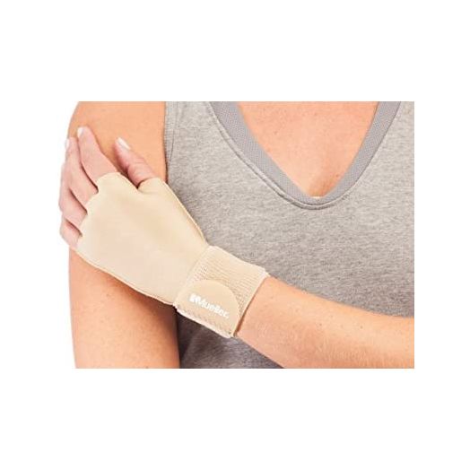 Mueller Sports Medicine Compression Glove, Hand and Wrist Support, For Men and Women, Beige, Small/Medium