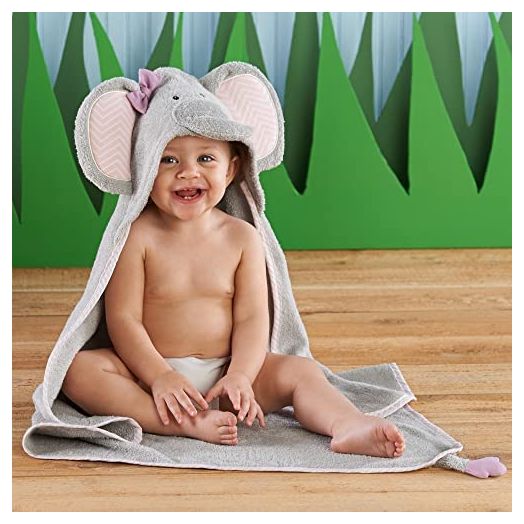 Baby Aspen"Splish Splash Elephant Bath" Hooded Towel/Baby Robe, Baby Shower Gifts, 0-9 Months