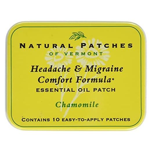 Natural Patches of Vermont Headache & Migraine Comfort Formula Essential Oil Body Patches, Chamomile, 10-Count Tin