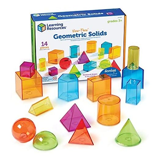 Learning Resources View-Thru Geometric Solids, Geometry Helper, 14 Pieces, Ages 8
