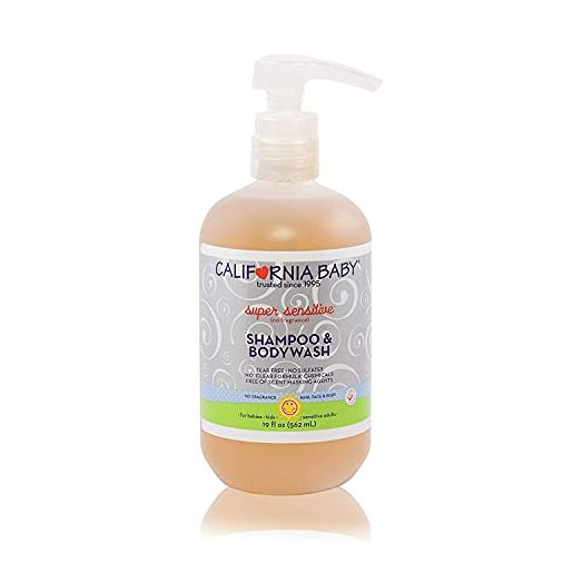 California Baby Super Sensitive Shampoo and Body Wash - Hair, Face, and Body | Gentle, Fragrance Free, Allergy Tested | Dry, Sensitive Skin, 19 Ounces