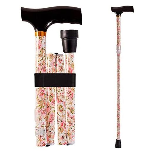 DMI Walking Cane, Walking Stick, Foldable Canes for Men, Walking Cane for Women, Walking Sticks for Seniors, Foldable Mobility and Daily Living Aids, Adjusts from 33-37, Floral