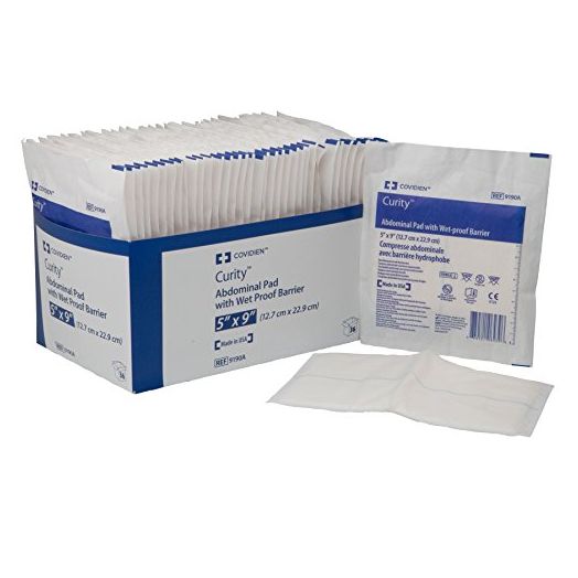Covidien 9190A Curity Abdominal Pads, Sterile, 5" x 9" (Pack of 36)