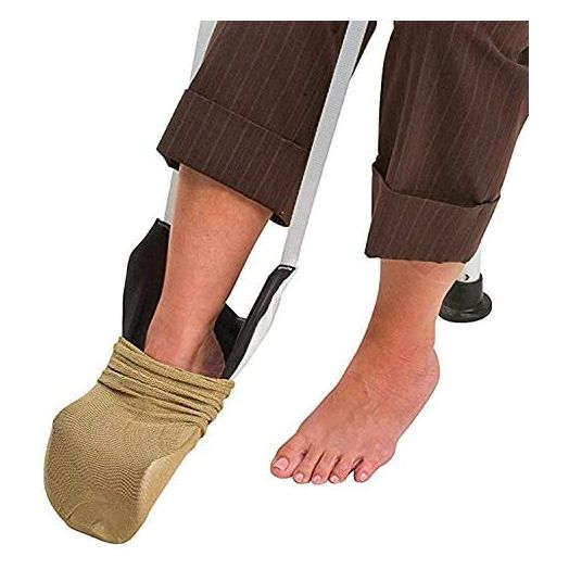 DMI Deluxe Sock Aid / Helper - Easily Pull on Socks Without Bending, Slip Resistance, Reliable Sock Aid Device for Seniors, White