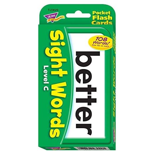 Trend Enterprises: Sight Words Level C Pocket Flash Cards, Great for Skill Building and Test Prep, 56 Two-Sided Cards Included, 108 Commonly-Used Words, for Ages 6 and Up