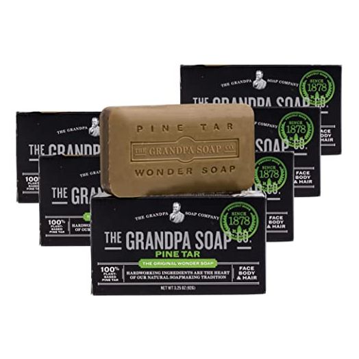 Pine Tar Bar Soap by The Grandpa Soap Company | The Original Wonder Soap |Vegan, 3-in-1 Cleanser, Deodorizer & Moisturizer | 3.25 Oz. Each – 6 Pack