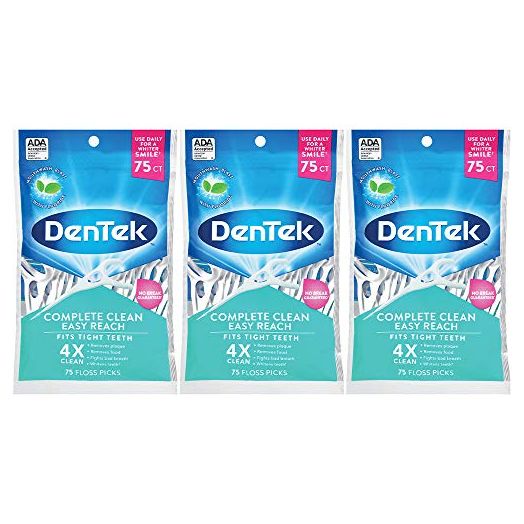 DenTek, Complete Clean Floss Picks 75 Floss Picks Pack of 3, 225 Count