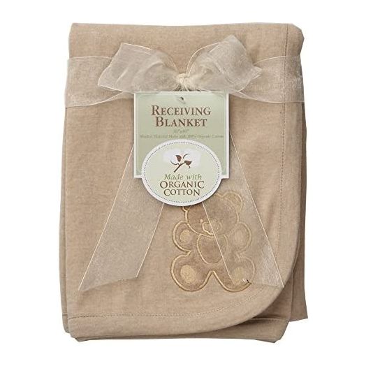 American Baby Company 30 X 40 Embroidered Swaddle Blanket Made with Organic Cotton, Mocha, Soft Breathable, for Boys and Girls