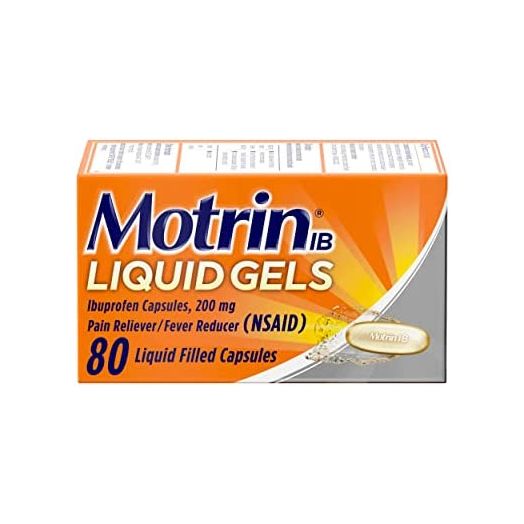 Motrin IB Liquid Gels, Ibuprofen 200 mg, Pain Reliever & Fever Reducer Minor Arthritis Pain, Muscular Aches, Headache, Menstrual Cramps & Backache, NSAID, 80 Ct