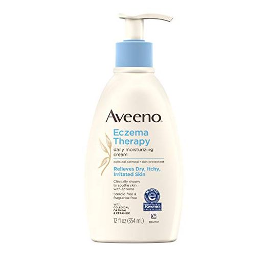 Aveeno Eczema Therapy Daily Moisturizing Cream for Sensitive Skin, Soothing Lotion with Colloidal Oatmeal for Dry, Itchy, and Irritated Skin, Steroid-Free and Fragrance-Free, 12 fl. oz