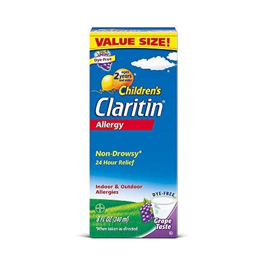 Claritin Children's 24 Hour Allergy Medicine for Kids, Non-Drowsy Allergy Relief, Loratadine Antihistamine, Grape Flavored Syrup, 8 oz