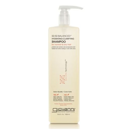 GIOVANNI 50:50 Balanced Hydrating Clarifying Shampoo, 33.8 oz. Leaves Hair pH Balanced & Clean, Ideal for Over-Processed, Stressed Hair, Can Use Daily, Sulfate Free, Paraben Free (Pack of 1)