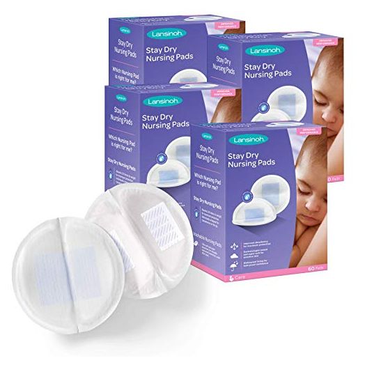 Lansinoh Stay Dry Disposable Nursing Pads for Breastfeeding, 60 Count (Pack of 4)