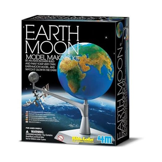 4M Kidzlabs Earth & Moon Model Kit – STEM Toys Science Lab DIY Orbit Planetarium Educational Gift