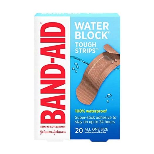 Band-Aid Brand Water Block Waterproof Tough Adhesive Bandages for Minor Cuts and Scrapes, All One Size, 20 Count (Pack of 1)