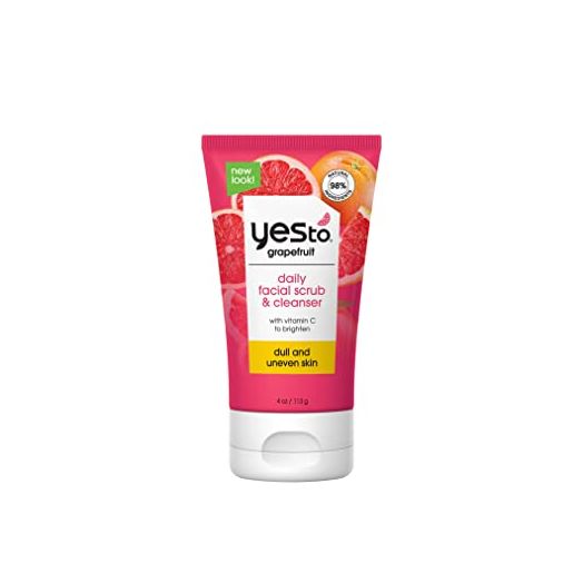 Yes To Grapefruit Daily Facial Scrub & Cleanser, Exfoliating & Restoring Cleanser That Enhances Skins Radiance, With Antioxidants, Lemon Balm Extract, & Vitamin C, Natural, Vegan & Cruelty Free, 4 Oz