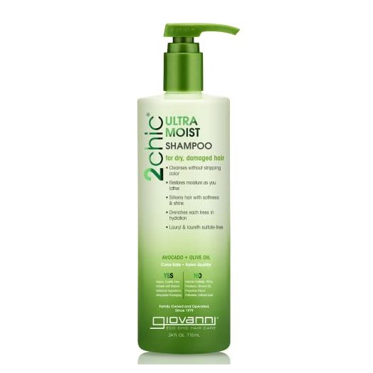 GIOVANNI 2chic Ultra-Moist Shampoo, 24 oz. - Avocado & Olive Oil, Creamy Hydration Formula, Enriched with Aloe Vera, Shea Butter, Botanical Extracts, No Parabens, Color Safe