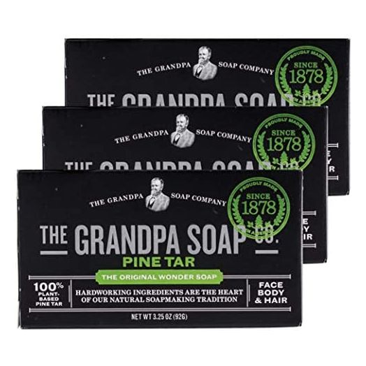 Pine Tar Bar Soap by The Grandpa Soap Company | The Original Wonder Soap | 3-in-1 Cleanser, Deodorizer & Moisturizer | 3.25 Oz. Each – 3 Pack