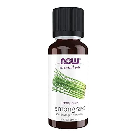 NOW Essential Oils, Lemongrass Oil, Uplifting Aromatherapy Scent, Steam Distilled, 100% Pure, Vegan, Child Resistant Cap, 1-Ounce