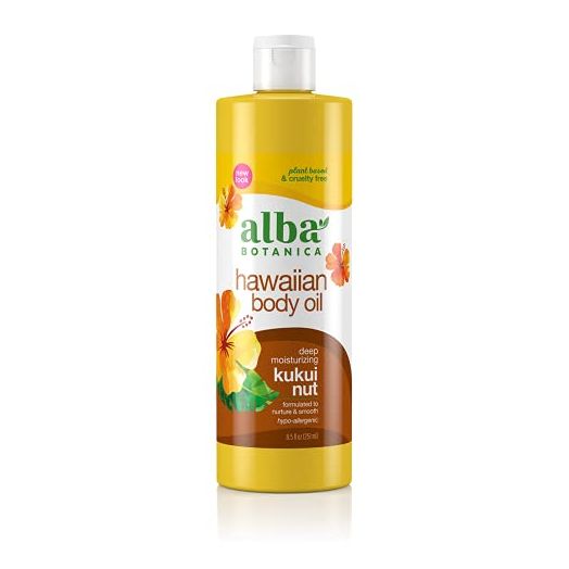Alba Botanica Hawaiian Body Oil, Deep Moisturizing Kukui Nut, 8.5 Oz