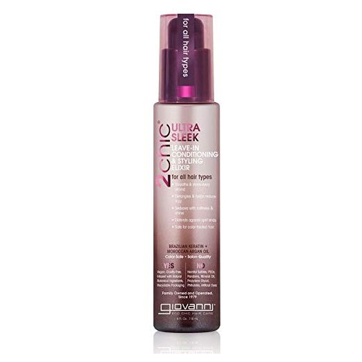GIOVANNI 2chic Ultra-Sleek Leave-In Conditioning & Styling Elixir, 4 oz. - Phyto-Keratin & Argan Oil, Anti-Frizz Formula, Coconut, Shea Butter, Pro-Vitamin B5, Color Safe, Paraben Free