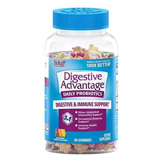 Daily Probiotic Gummies For Digestive Health & Gut Health, Digestive Advantage Probiotics For Men and Women (80 count bottle) - Natural Fruit Flavor