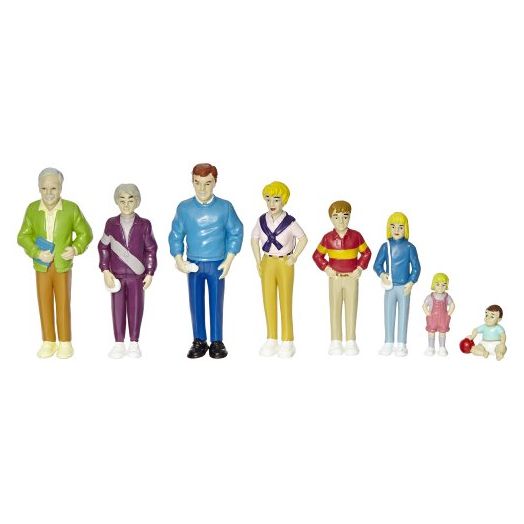 Cre8tive Minds Caucasian Family Doll Set, Set of 8 Inclusive and Diverse Toy Figures for Kids, Vinyl Dollhouse Figurines for Classroom, Home, and More, 5 Inches