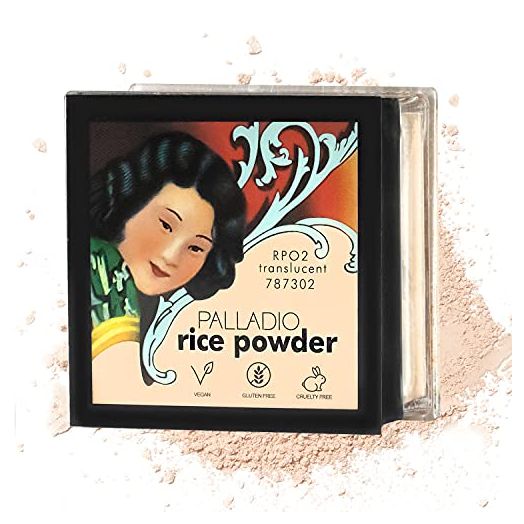 Palladio Rice Powder, Translucent, Loose Setting Powder, Absorbs Oil, Leaves Face Looking and Feeling Smooth, Helps Makeup Last Longer For a Flawless, Fresh Look