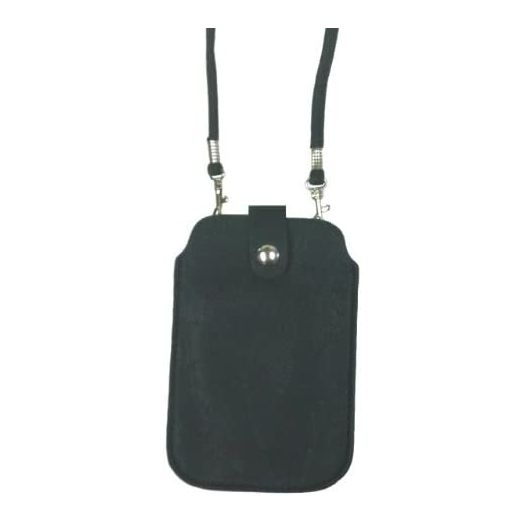 Leather Neck Pouch for Phone (Style 2) - Black