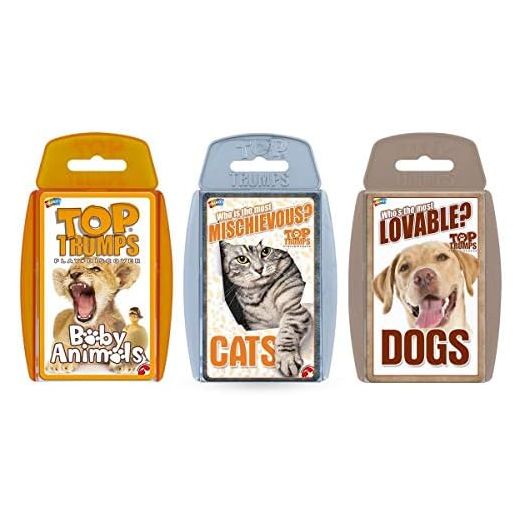 Top Trumps Cute Animals Bundle Card Game, Learn about Baby Animals, Cats and Dogs, educational travel pack, gift and toy for boys and girls aged 6 plus