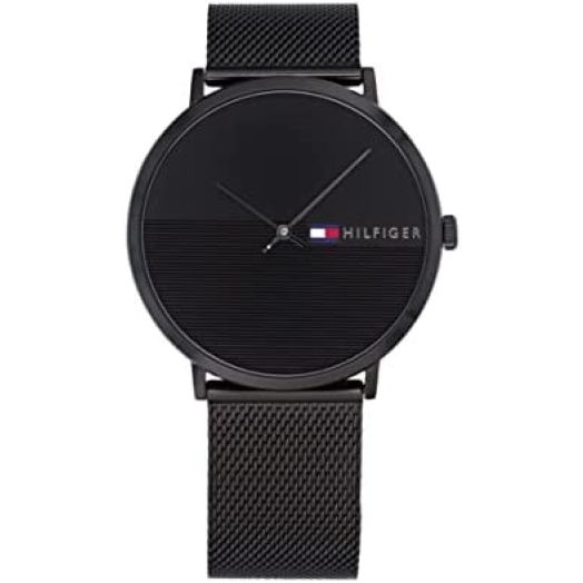 Tommy Hilfiger Men's Quartz Stainless Steel and Mesh Bracelet Sporty Watch, Color: Black (Model: 1791464)