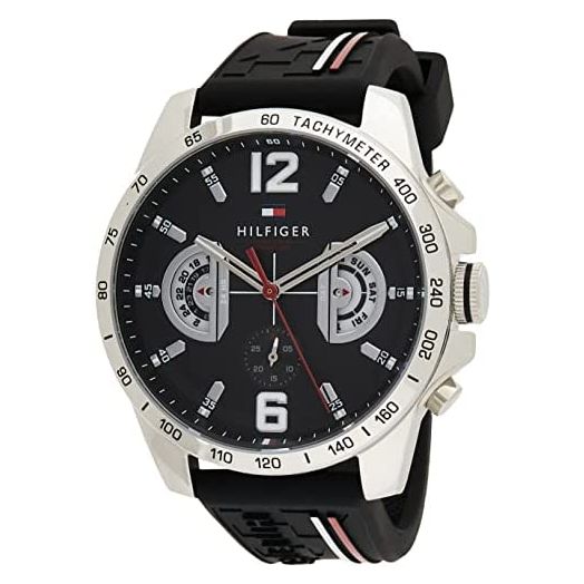 Tommy Hilfiger 1791473 Men's Decker Black Dial Rubber Strap Watch
