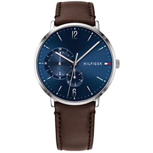 Tommy Hilfiger Men's Quartz Stainless Steel and Leather Strap Casual Watch, Color: Brown (Model: 1791508)