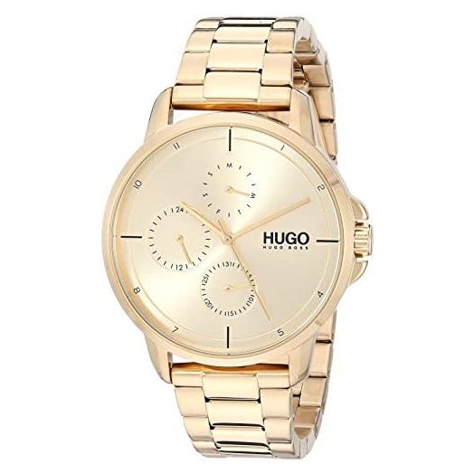 HUGO by Hugo Boss Men's Quartz Watch with Stainless Steel Strap, Gold, 20 (Model: 1530026), Black