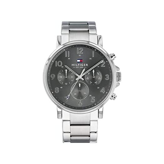 Tommy Hilfiger Men's Quartz Stainless Steel and Bracelet Dressy Watch, Color: Silver (Model: 1710382) Packaging may vary