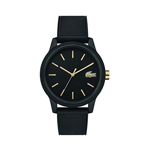 Lacoste Men's l.12.12.Quartz Tr-90 and Rubber Strap Casual Watch, Color: Black (Model: 2011010)