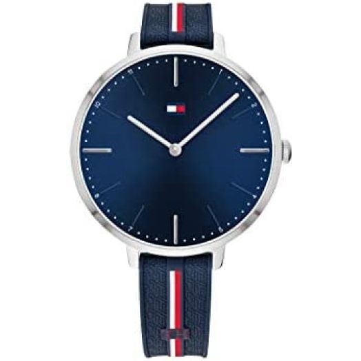 Tommy Hilfiger Women's Stainless Steel Quartz Watch with Silicone Strap, Blue, 13 (Model: 1782154)