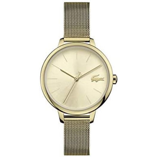 Lacoste Women's Cannes Quartz Watch with Stainless Steel Strap, Gold Plated, 12 (Model: 2001128)