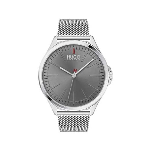 HUGO #Smash Men's Quartz Stainless Steel and Bracelet Watch, Color: Silver (Model: 1530135)
