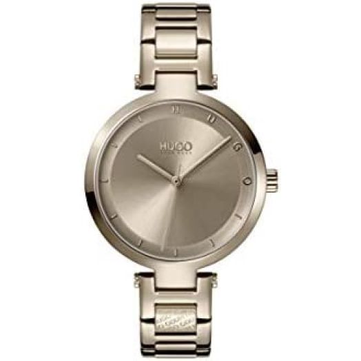 HUGO #Hope Women's Quartz Stainless Steel and Link Bracelet Casual Watch, Color: Beige (Model: 1540077)
