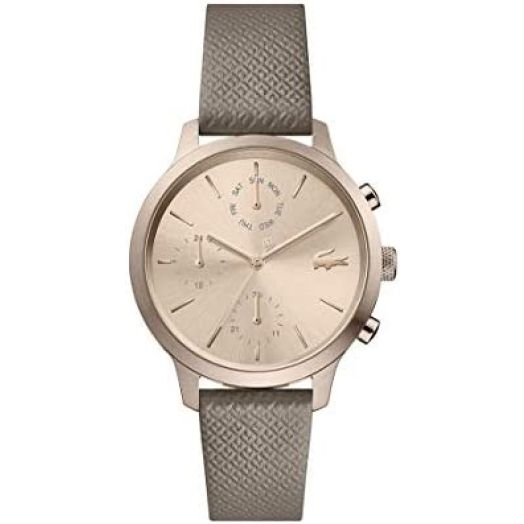 Lacoste12.12 Women's Multifunction Stainless Steel and Leather Strap Sporty Watch, Color: Carnation (Model: 2001150)