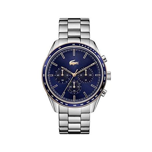 Lacoste Men's Boston Quartz Watch with Stainless Steel Strap, Silver, 20 (Model: 2011081)